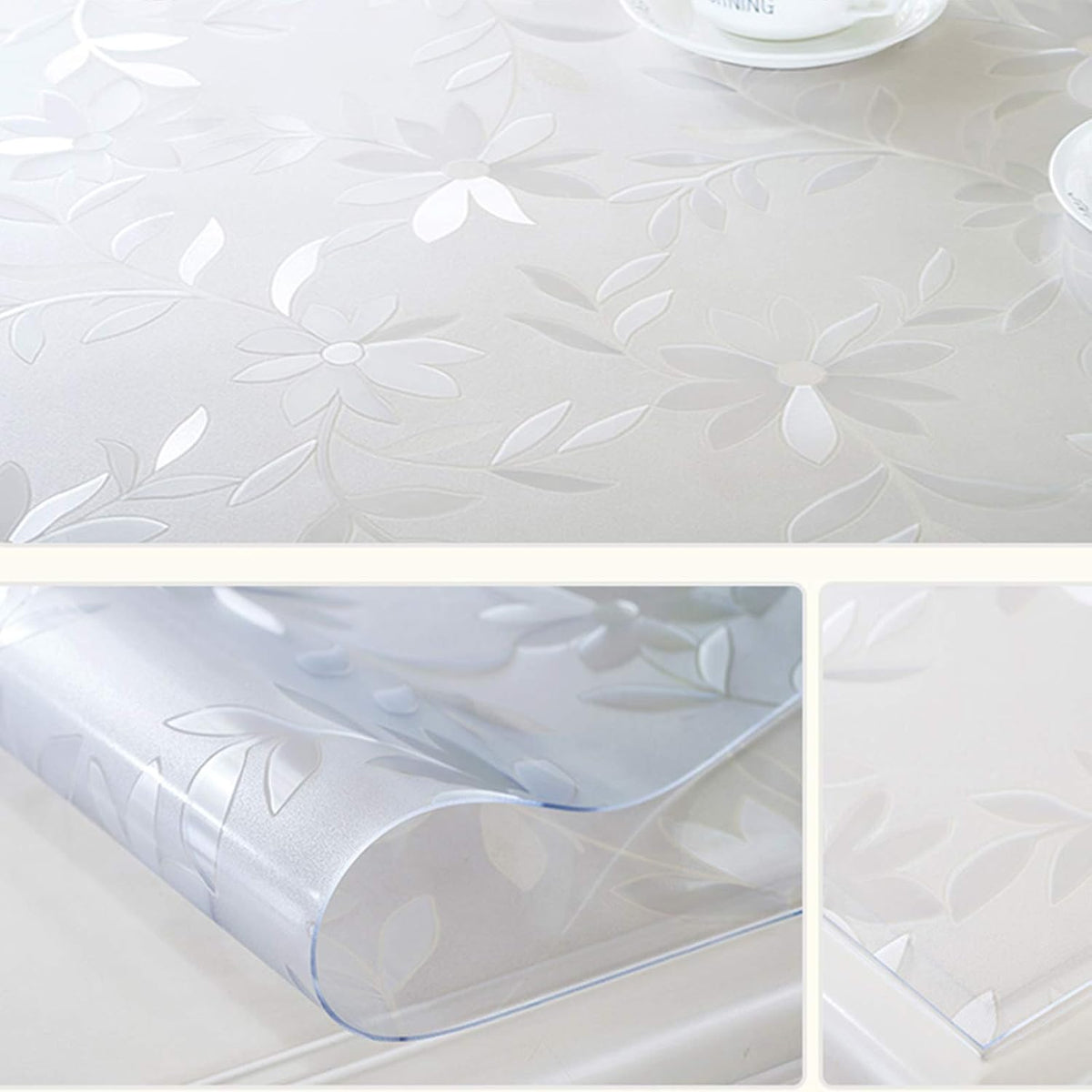 NWT ~ Transparent Waterproof Tablecloth Thick Clear Flowers Heat Resistant Vinyl