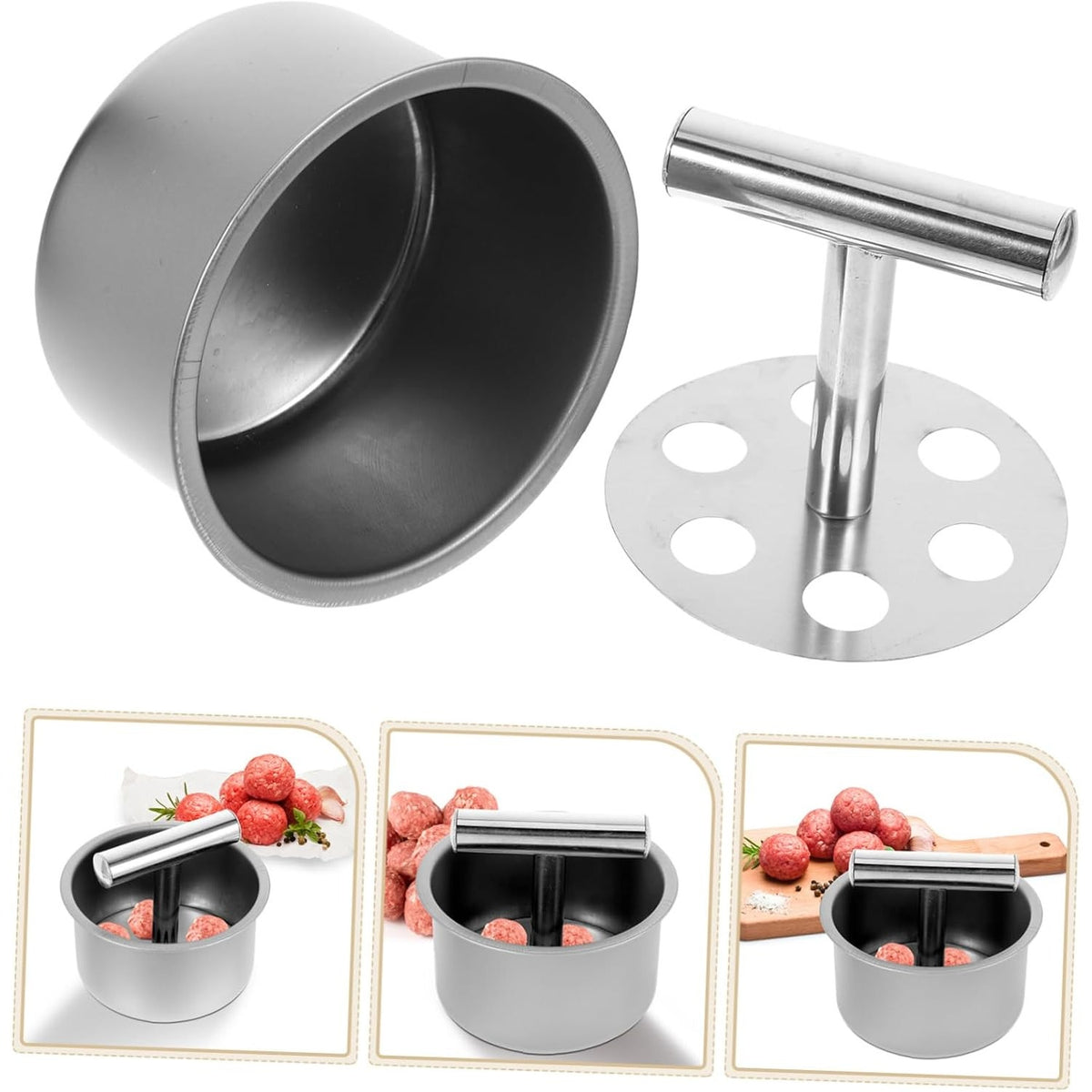BRAND NEW ~ 6hole Stainless Steel Meatball Maker Manual Shaping Gadget