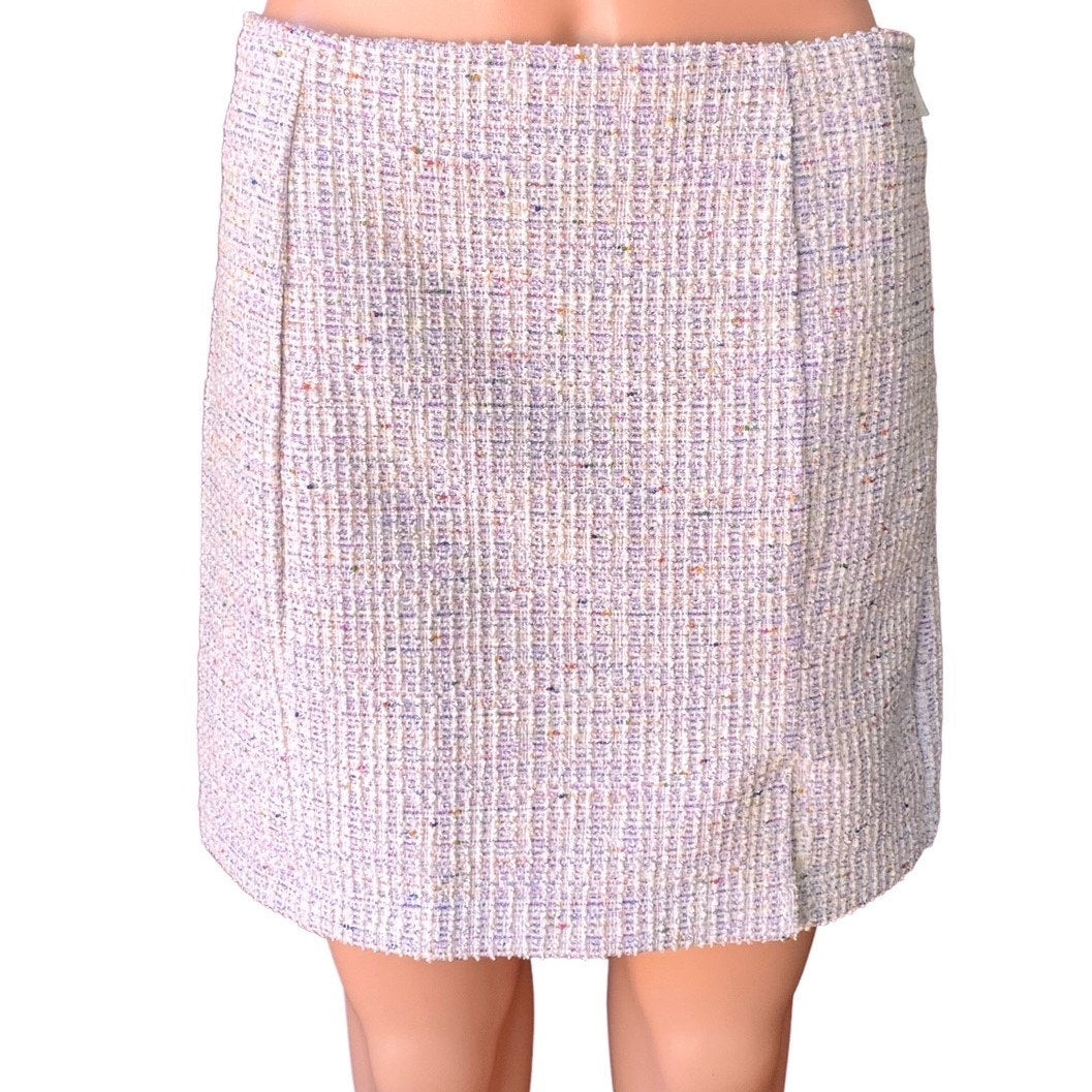 NWT ~ BLUE RAIN Francescas Lavender Tweed Front Slit Lined Mini Skirt ~ SMALL