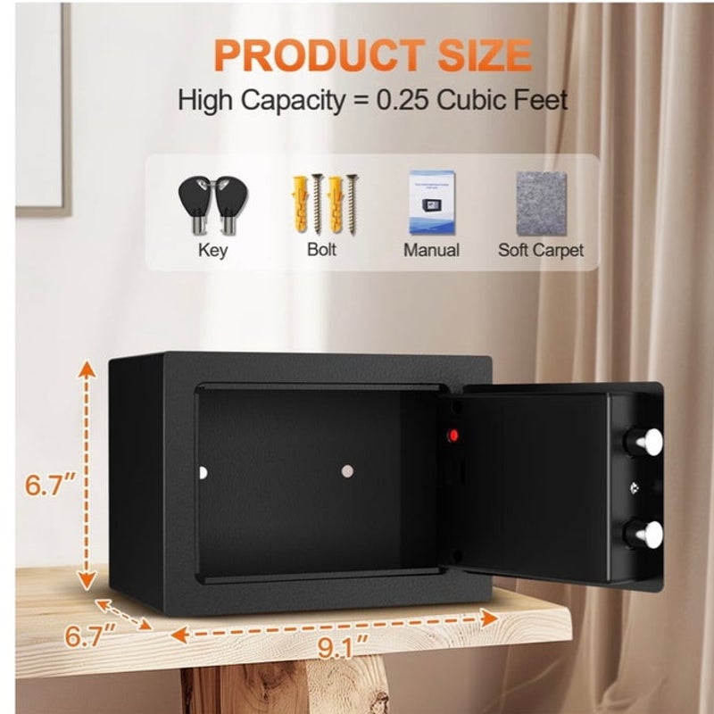 BRAND NEW ~ Black Electronic Digital Security Safe Lock Box .25 Cubic Feet