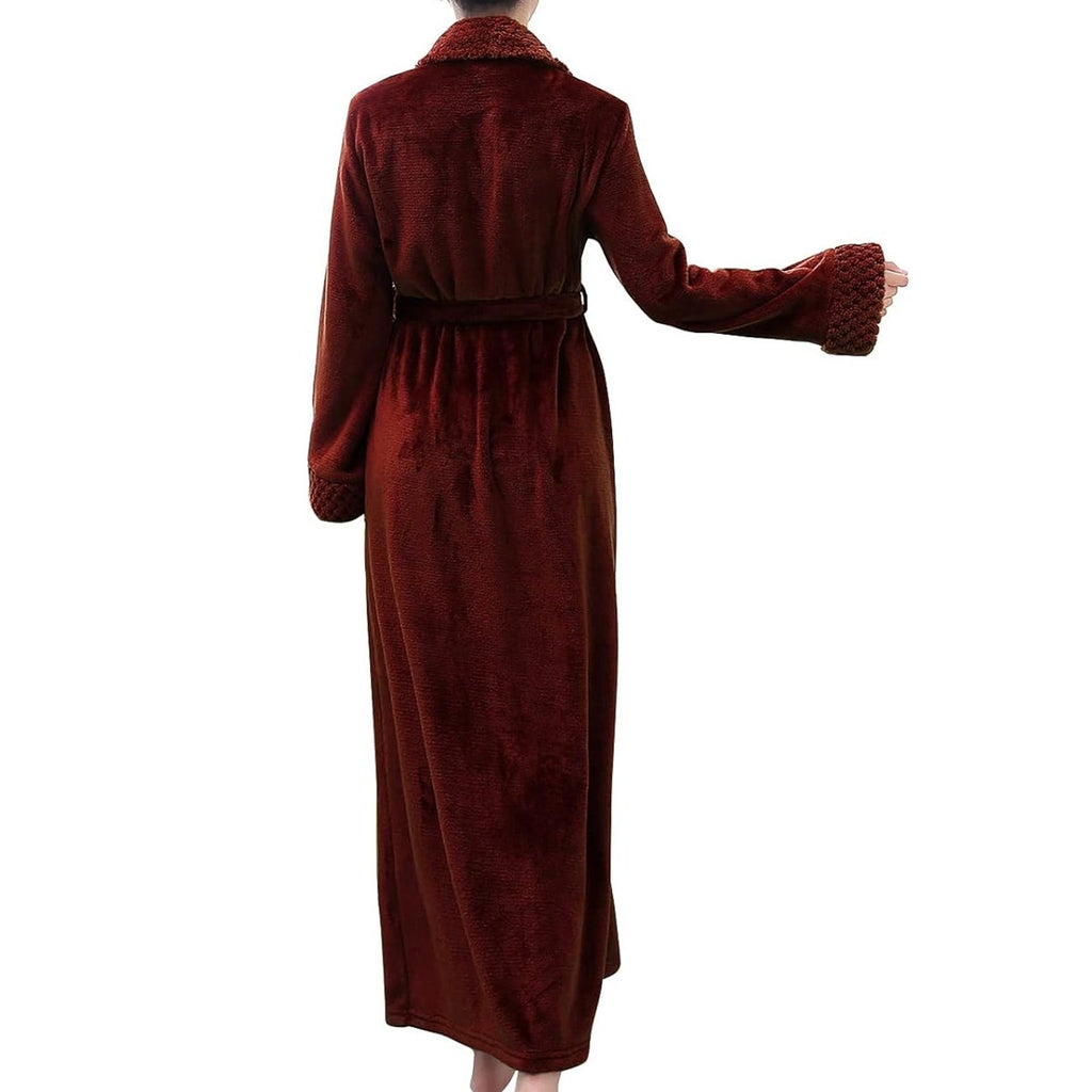 NWT ~ Women's Burgundy Soft Plush Wrap Around Bath Robe ~ MEDIUM