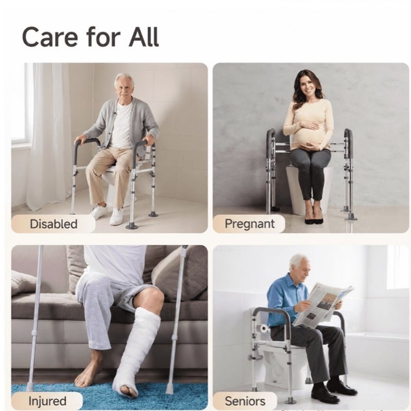 BRAND NEW ~ Adjustable Foldable Toilet Safety Rail Frame with Handles 350 limit