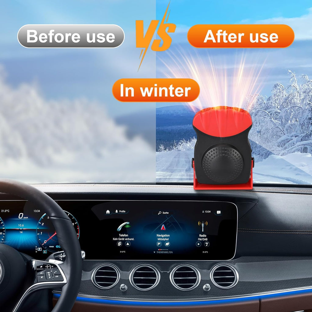 BRAND NEW ~ Red Portable Car Heater Vehicle Defroster 3 Outlets Swivel Bracket
