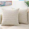 BRAND NEW ~ Set/2 Boho Beige Thick Corduroy Toss Accent Pillow Covers ~ 18"x18"