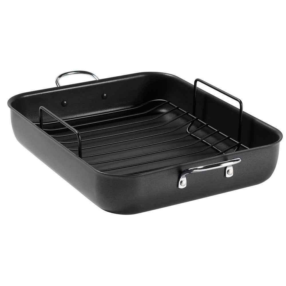 BRAND NEW ~ T-Fal Black Simply Cook 13"x16" Nonstick Roaster & Removeable Rack
