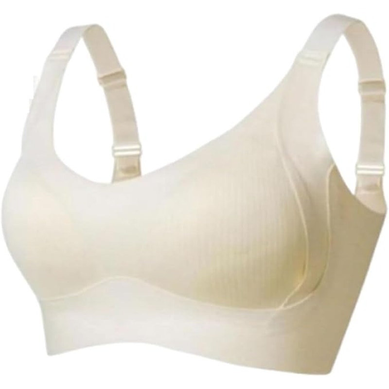 NWT ~ Ivory Cream Ribbed Push Up Adjustable Wireless Invisible Lift Bra ~ XL