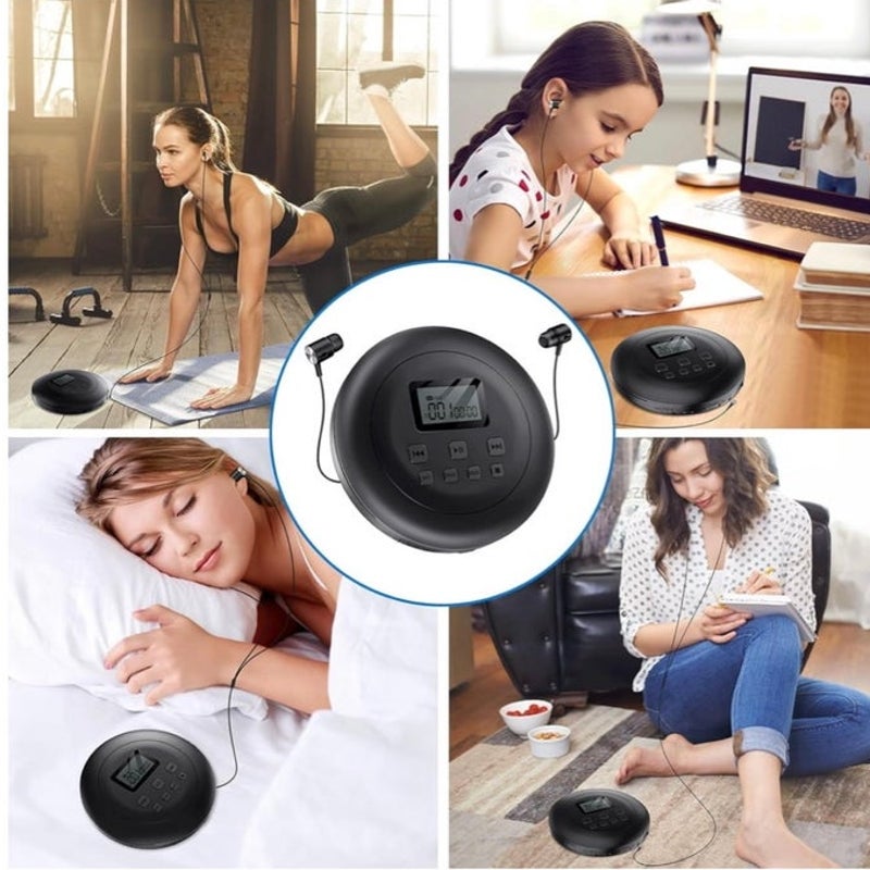 BRAND NEW ~ Black Rechargeable Portable CD Player Dual Stereo Speakers Walkman