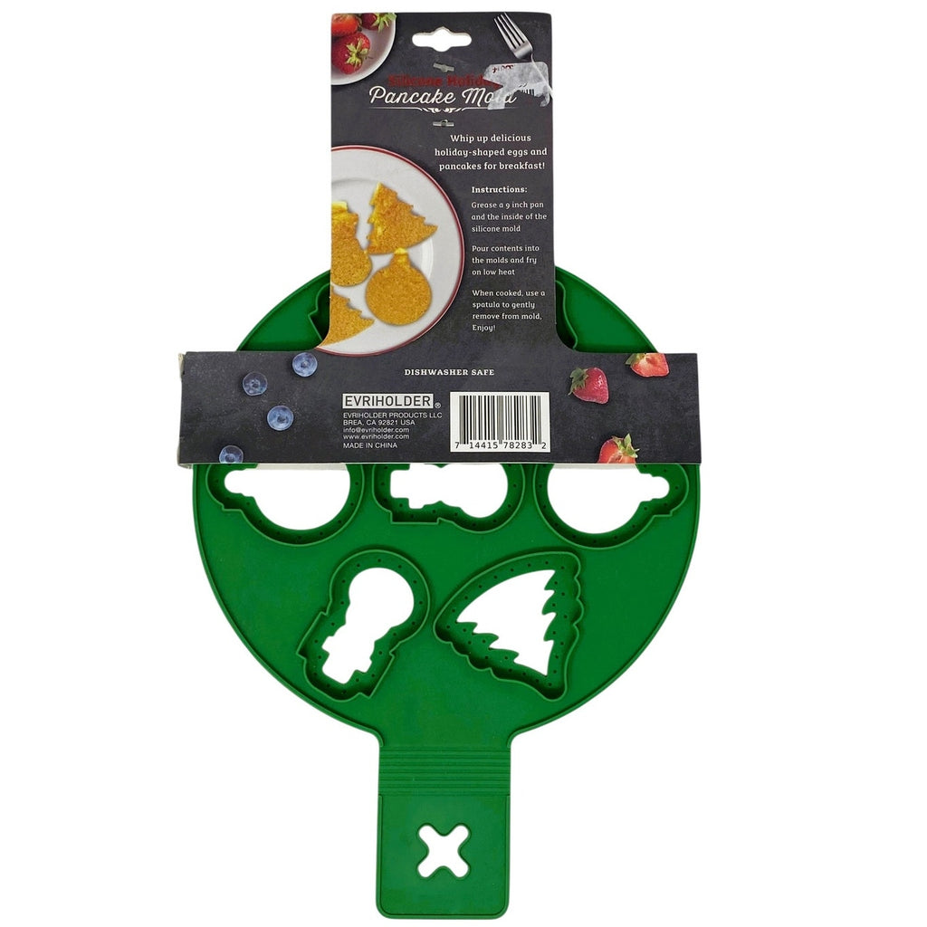 NWT ~ Green Silicone Christmas Pancake Mold ~ 7 Shapes ~ Festive Holiday Winter