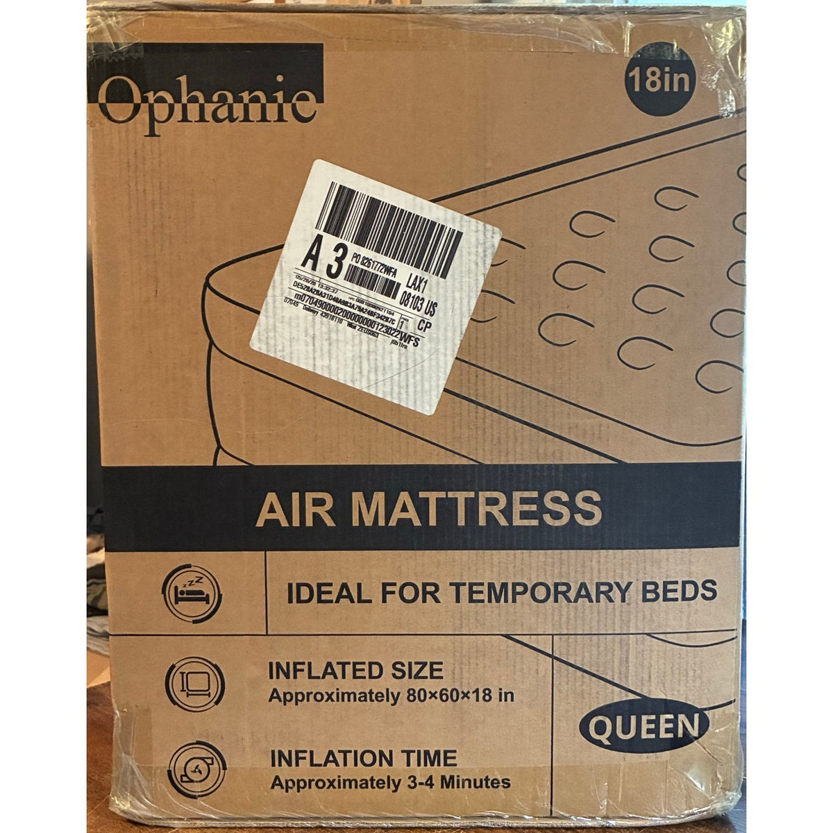 BRAND NEW ~ Black QUEEN Size 18" Elevated Inflatable Air Mattress Bed with Pump