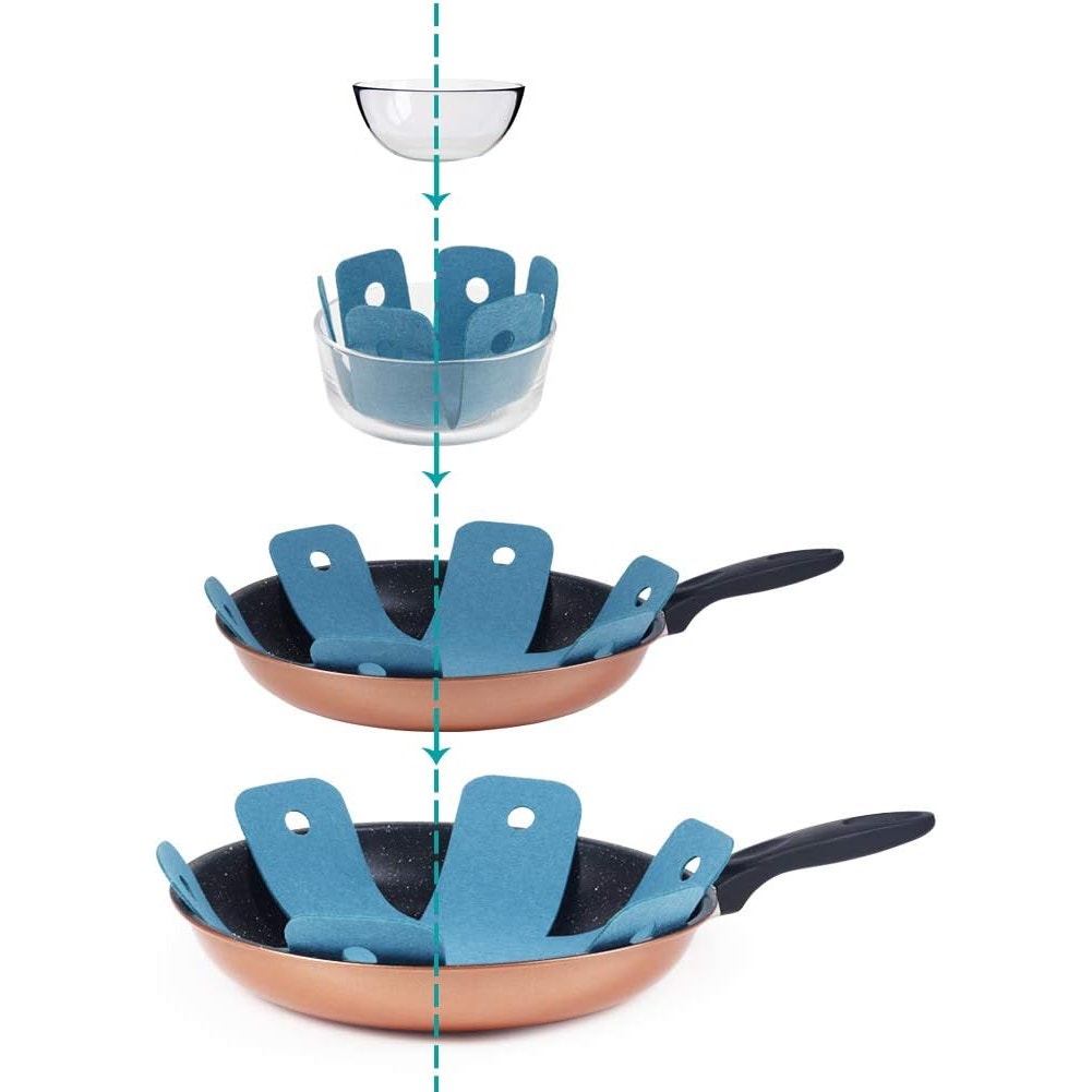 BRAND NEW ~ Set/12 Assorted Sizes Cyan Blue Pot & Pan Moving Storing Protectors