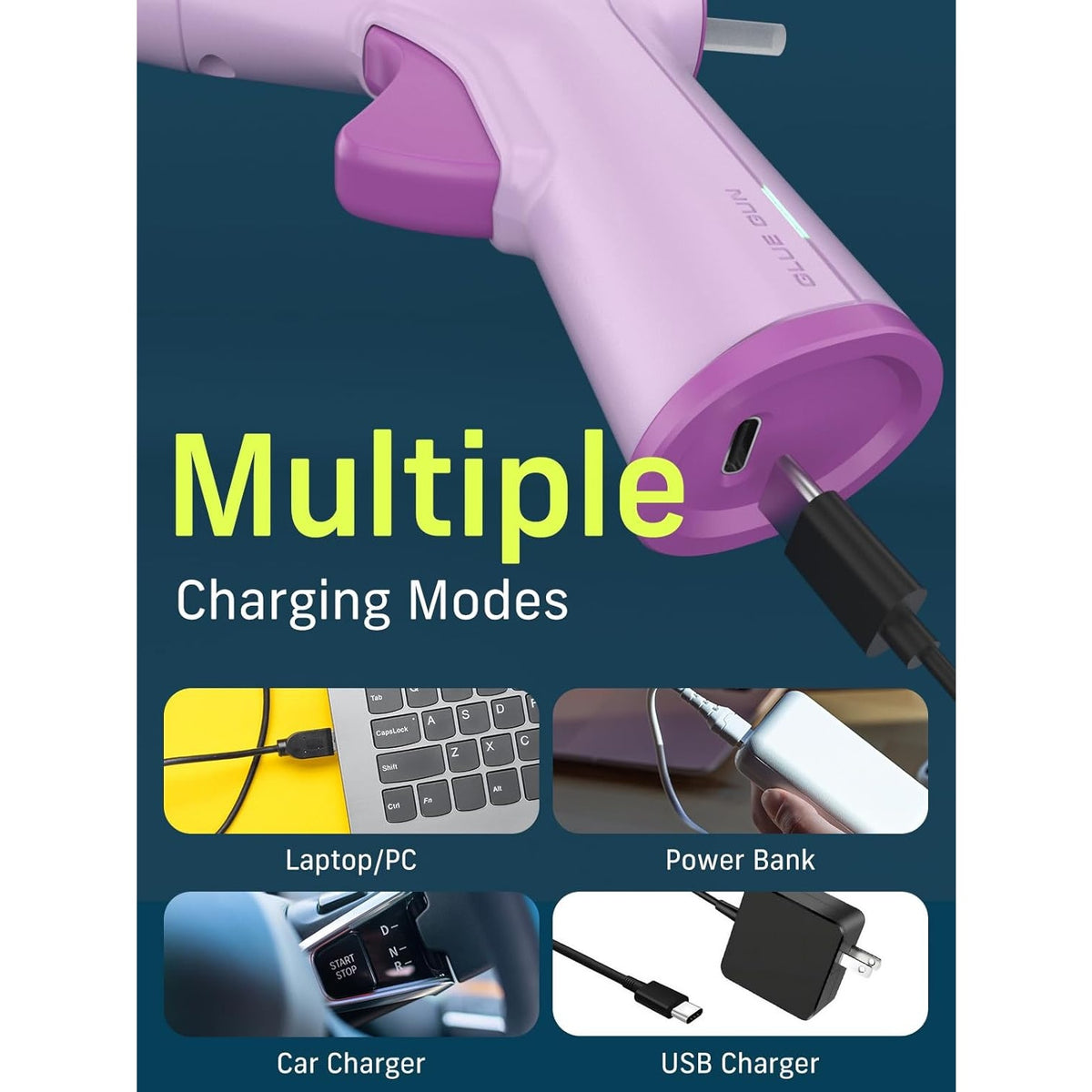 NWT ~ PINK Cordless Anti Drip Nozzle Hot Glue Gun Kit & Glue Sticks