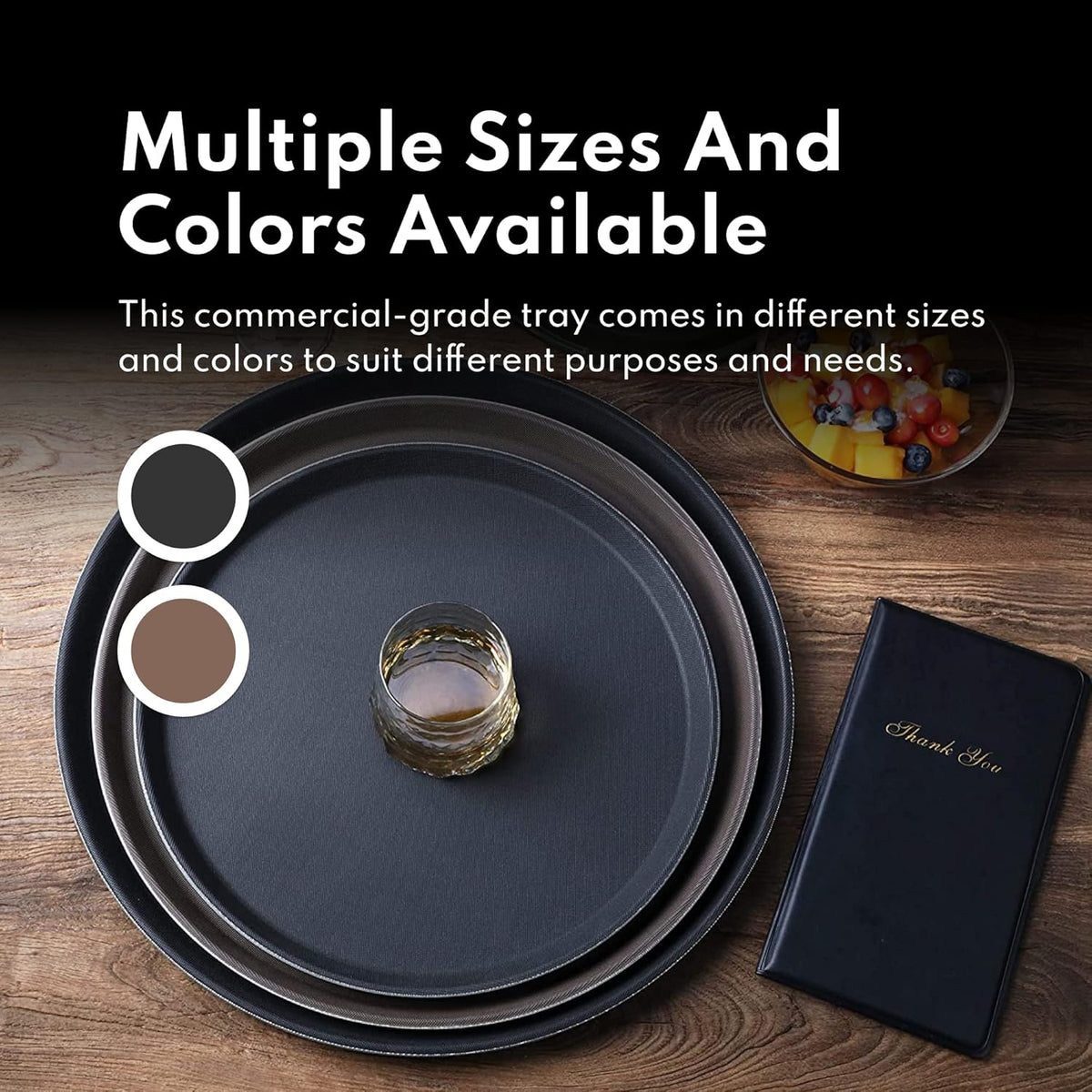 BRAND NEW ~ Set/4 New Star Foodservice Non-Slip Brown 11" Serving Party Trays