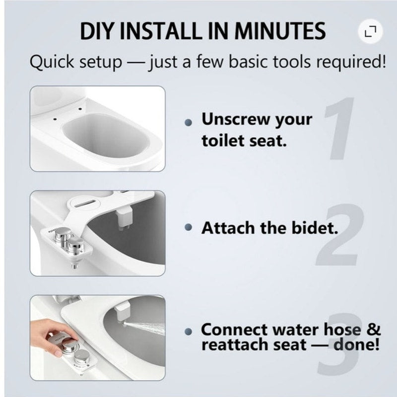 BRAND NEW ~ Ultra Slim Non-Electric Dual Nozzle Self Cleaning Bidet Sprayer