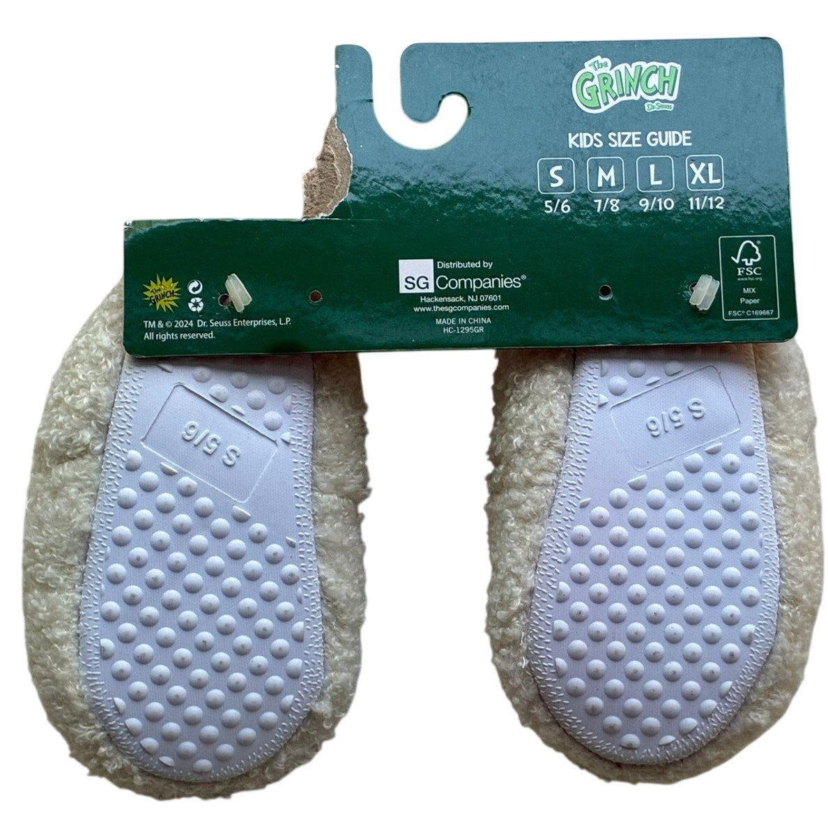 NWT ~ Dr. Seuss Christmas The Grinch Children's Kids Slippers ~ Boys Girls 5/6