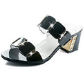BRAND NEW ~ Women's Black & Gold Chunky Heel Slides Dressy Shoes ~ Size 5 (35)