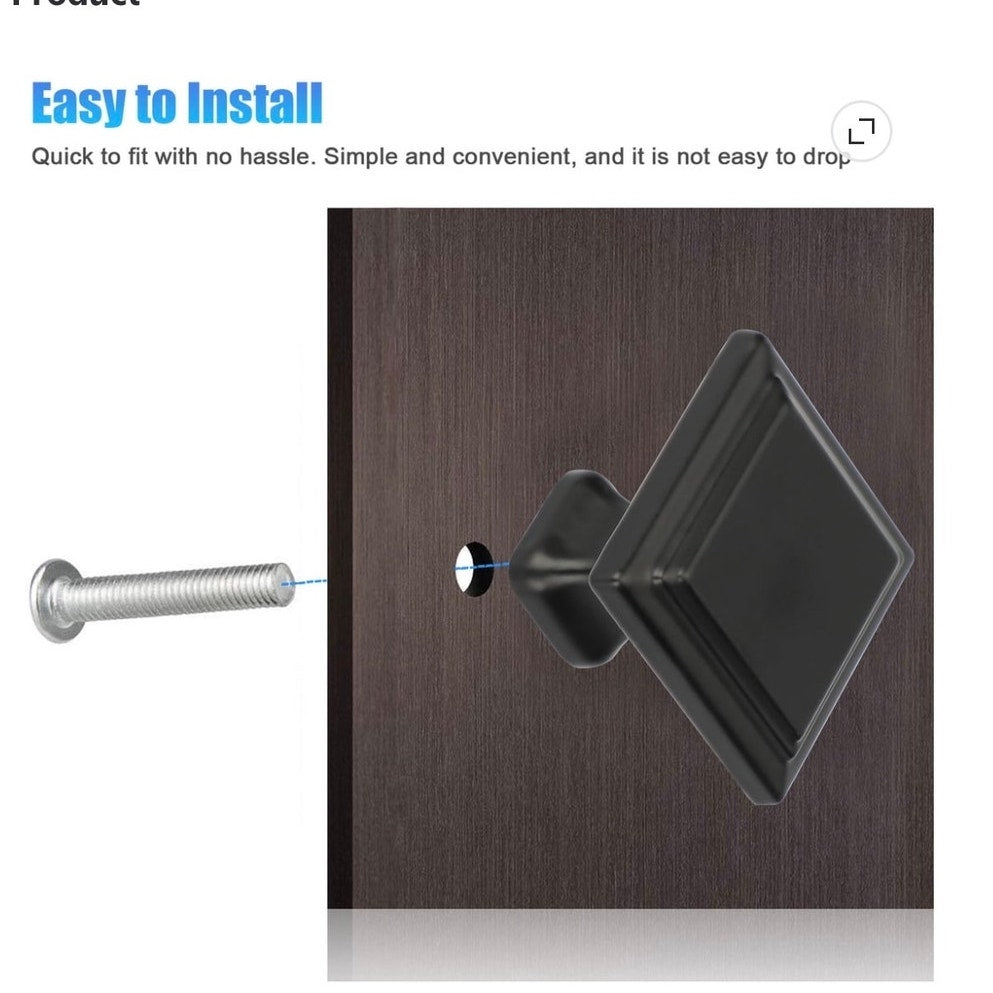 BRAND NEW ~ Set/10 Black 1.2" Cabinet Door Knobs Drawer Hardware Handles & Pulls