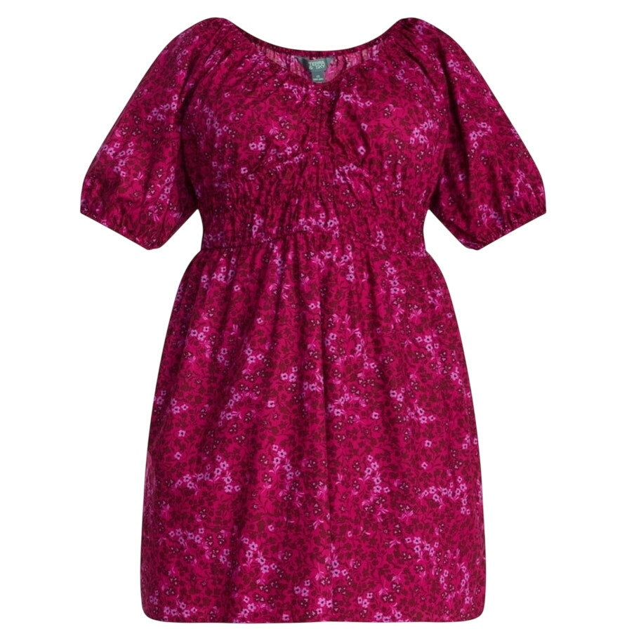 NWT ~ Women's Raspberry Plus Size Knee Length Cinched Waist Cotton Dress ~ 2X