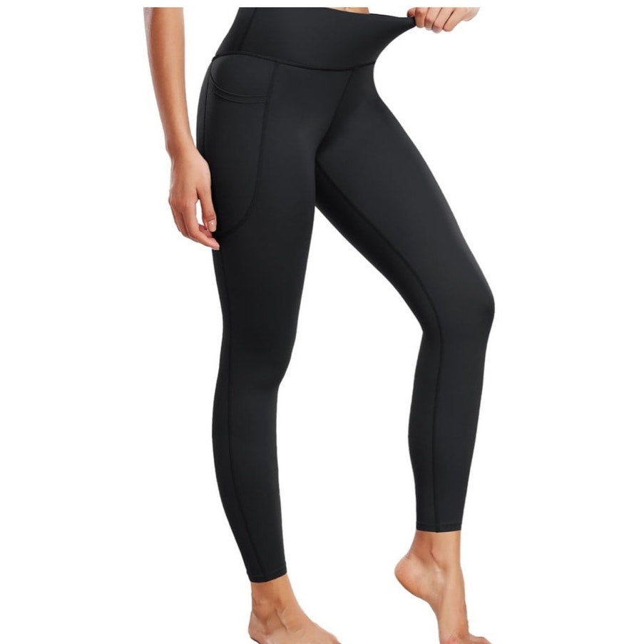 NWT ~ 3 Pairs Compression Workout Leggings High Waist Tummy Control Pockets ~ S
