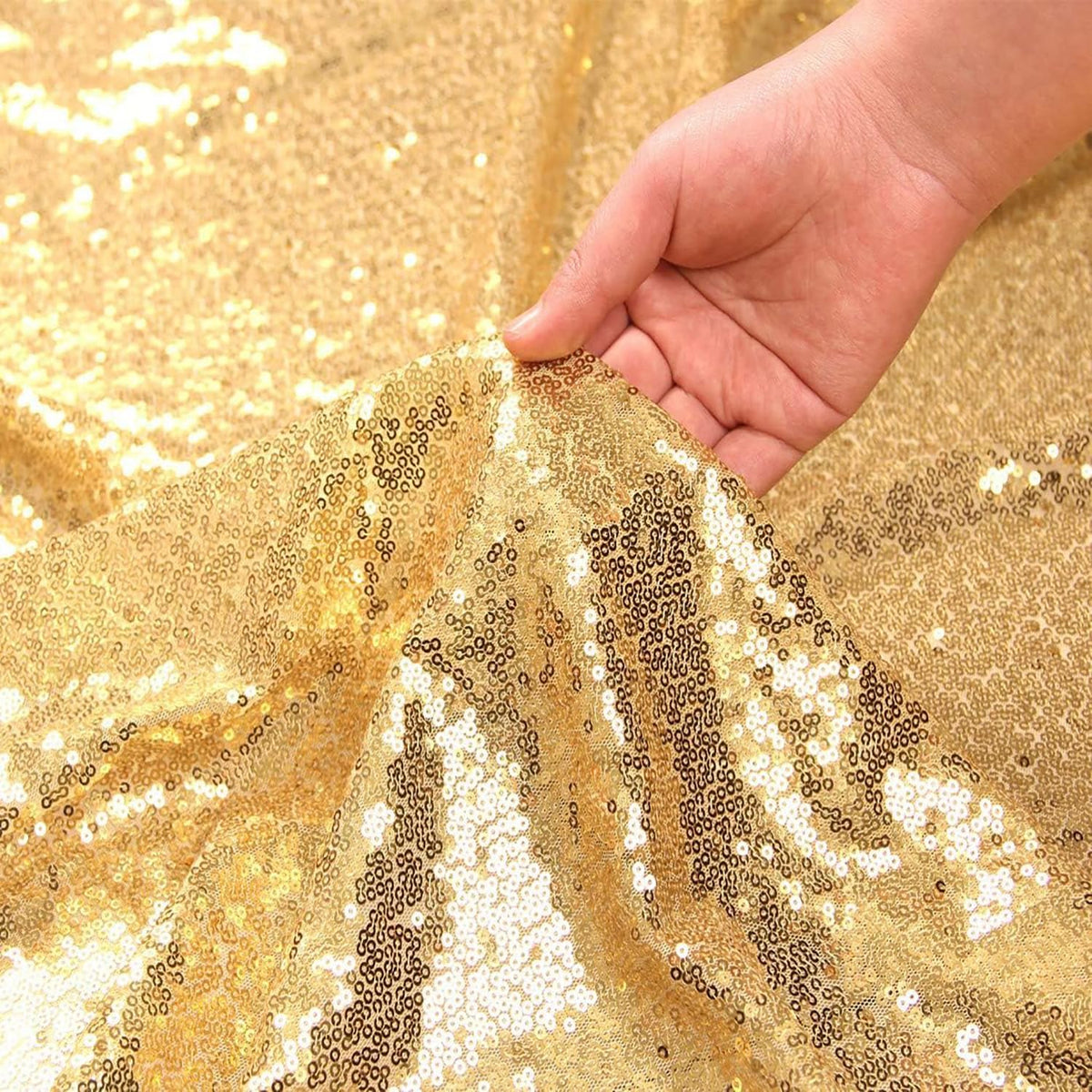 BRAND NEW ~ Gold 3mm Sequin Rectangle High-Density Party Tablecloth ~ 50" x 80"