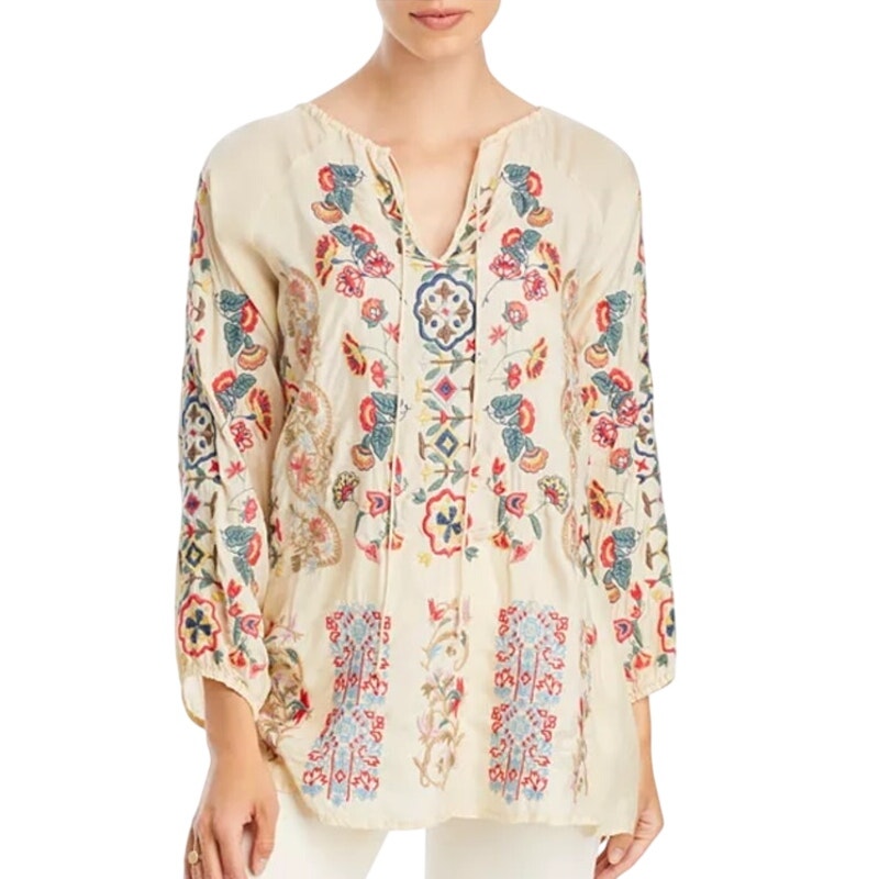 NWT ~ JOHNNY WAS Akira Embroidered Boho Biya Bohemian Blouse ~ Plus Size XXL