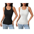 NWT ~ Set/2 Women's Black & White Ribbed Tank Tops Built In Bra ~ Plus Size XXL