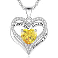 BRAND NEW ~ Sterling Silver Necklace Heart Love Citrine Cubic Zirconia Pendant