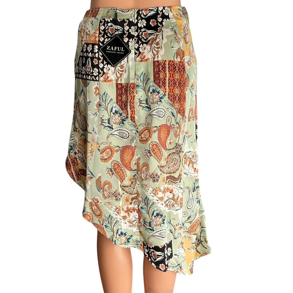 NWT ~ Sexy ZAFUL Floral High Slit Ruched Asymmetrical Skirt ~ Women's Size 4
