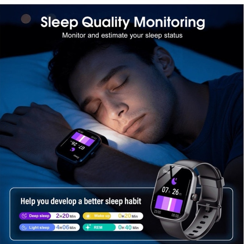 BRAND NEW ~ Black 1.91" HD Smart Watch Android iPhone Fitness Tracker Bluetooth