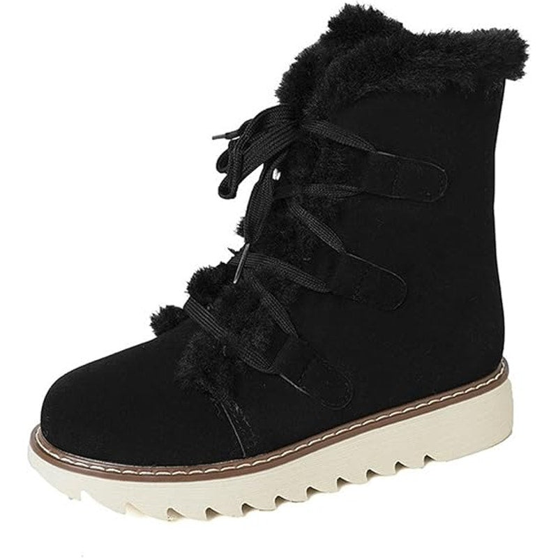 NWT ~ Black Faux Suede Fur Lined Lace Up Snow Boots ~ Women's Size 40 (9-9.5)