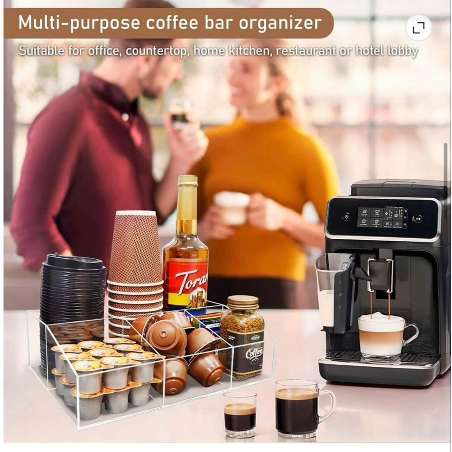 BRAND NEW ~ Acrylic Coffee Bar Station Storage Organizer ~ Home Kitchen Office