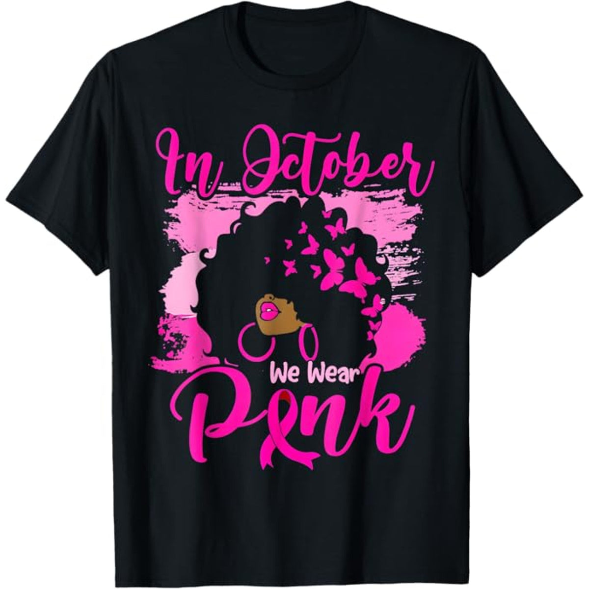 NWT ~ Breast Cancer Awareness October Pink Black Cotton T-Shirt ~ Plus Size 2X