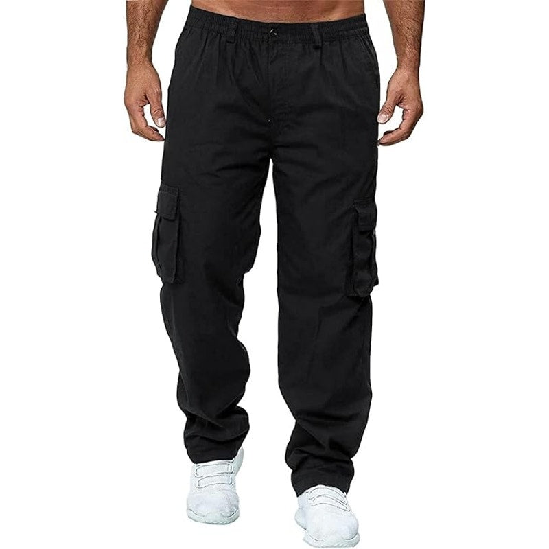 NWT ~ Men's Black Casual Cotton Relaxed Fit Cargo Pants ~ Size LARGE