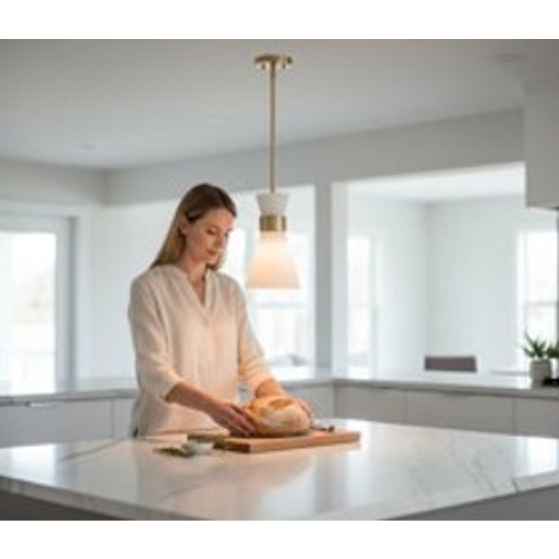 BRAND NEW ~ Modern Tapered Opal Glass & Gold Metal Hanging Ceiling Pendant Light