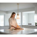 BRAND NEW ~ Modern Tapered Opal Glass & Gold Metal Hanging Ceiling Pendant Light