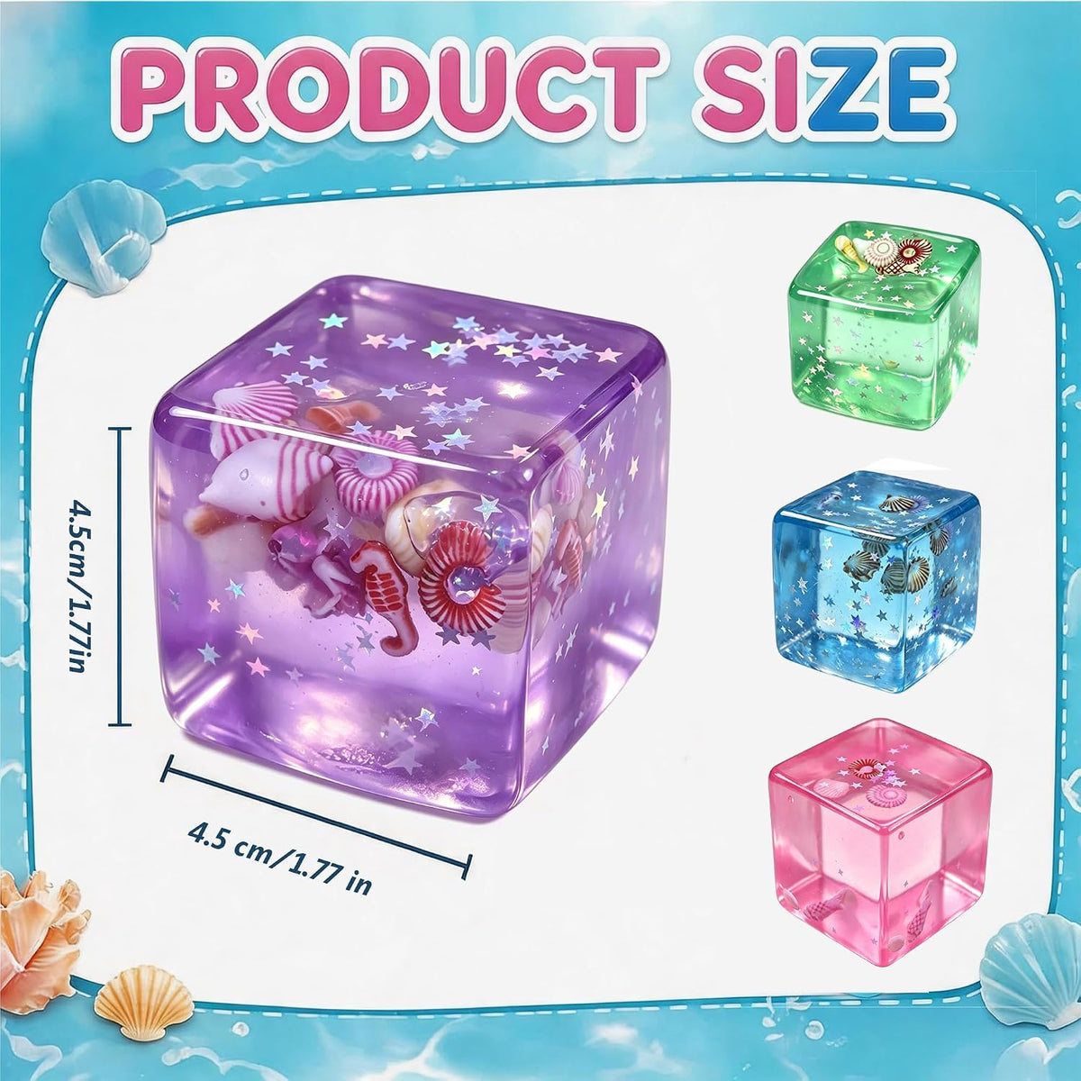 BRAND NEW ~ 4 Ice Cube Squishy Slow Rising Sensory Fidget Toy Stress Ball Cubes