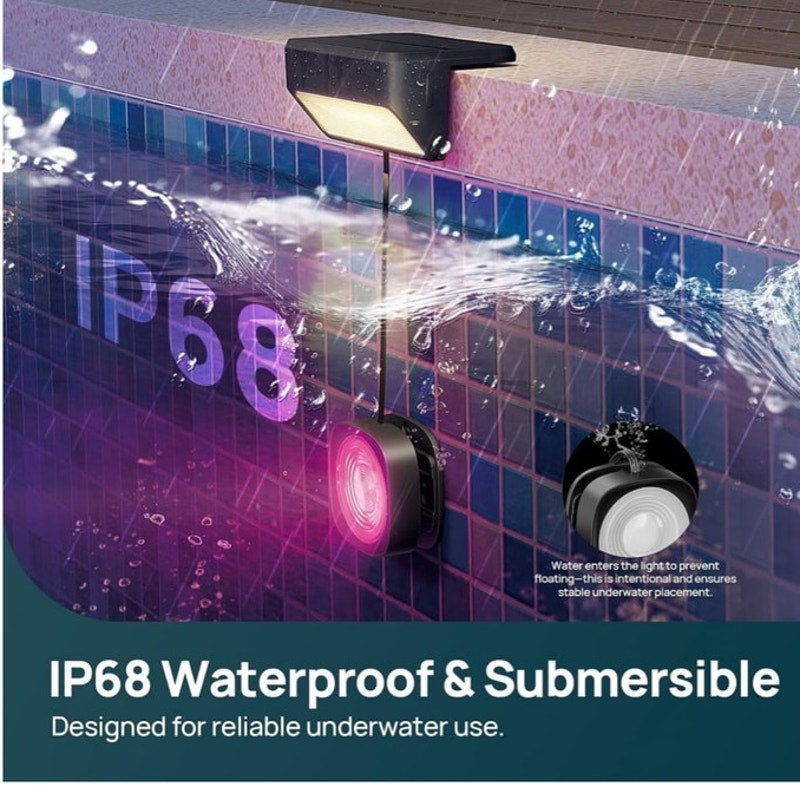 BRAND NEW ~ Smart Solar Pool Light LED Dual-Zone App Control Waterproof Solar