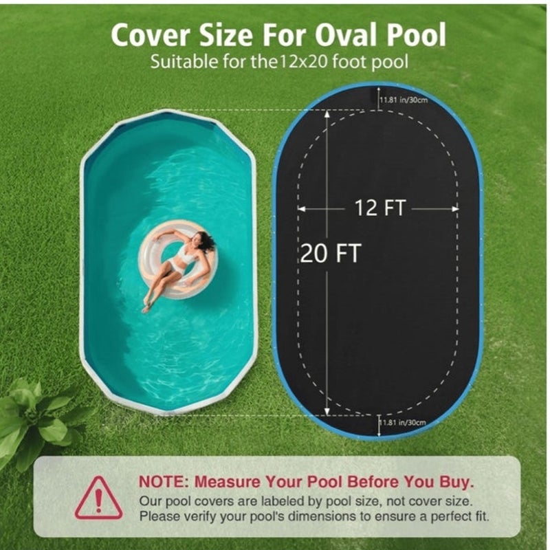 BRAND NEW ~ 12x20ft Waterproof & Dustproof Oval Above Ground Pool Cover & Winch