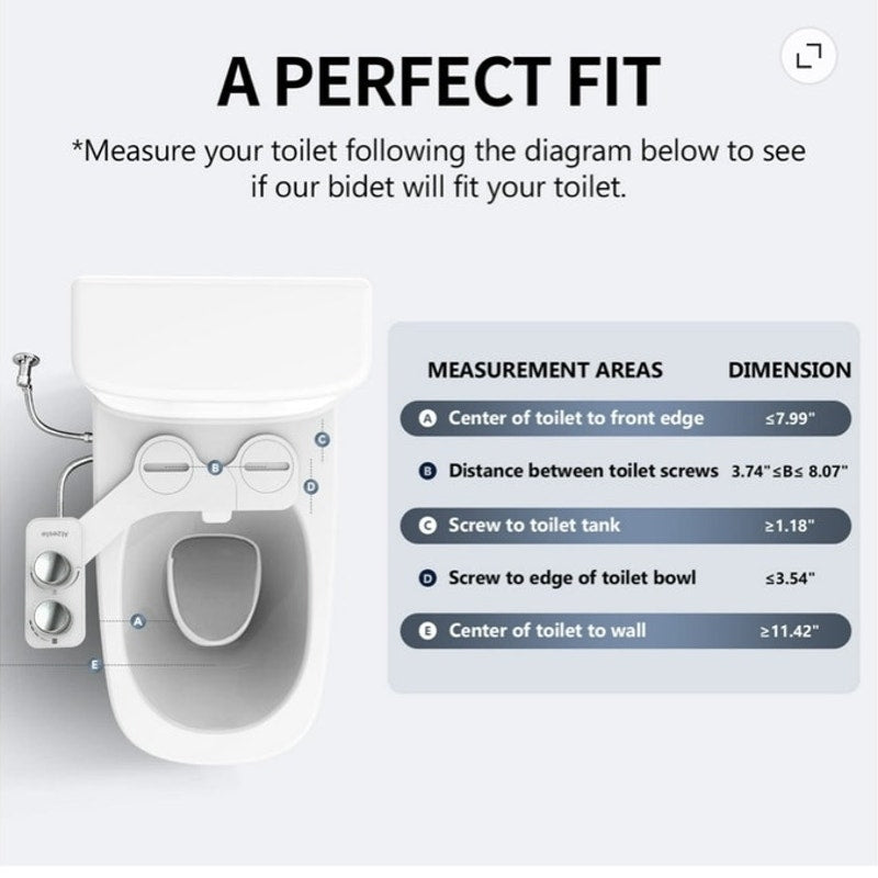 BRAND NEW ~ Ultra Slim Non-Electric Dual Nozzle Self Cleaning Bidet Sprayer