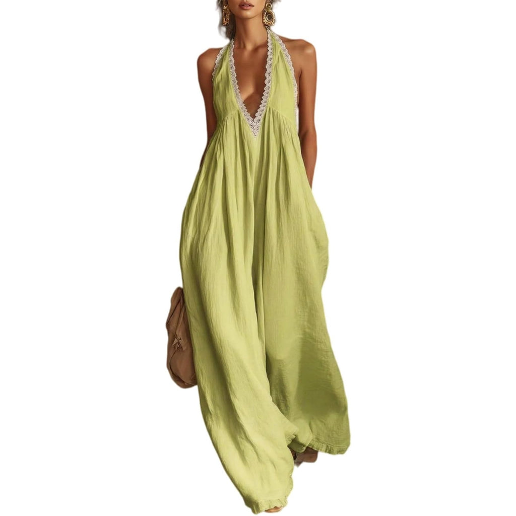 NWT ~ Women's Lime Green Wide Leg Casual Summer One Piece Jumpsuit Plus Size 2X
