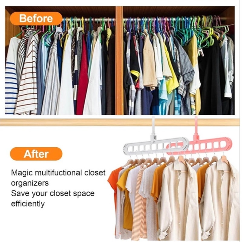 BRAND NEW ~ Set/8 Closet Organizers Storage Space Saving Closet Hangers 9 Holes