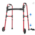 BRAND NEW ~ Red Lightweight Folding Walker for Seniors with Wheels & Skis Glides