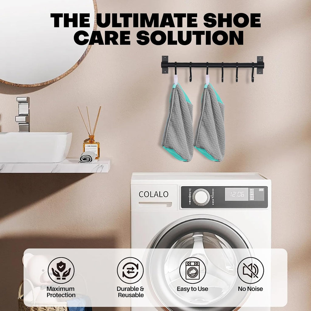 BRAND NEW ~ Set/2 Gray Soft Reusable Shoe Laundry Dryer Washing Machine Bag