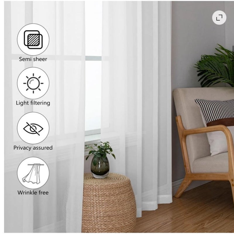 BRAND NEW ~ Sheer White Light Filtering Curtains Drapes 2 Panels ~ 52" x 84"