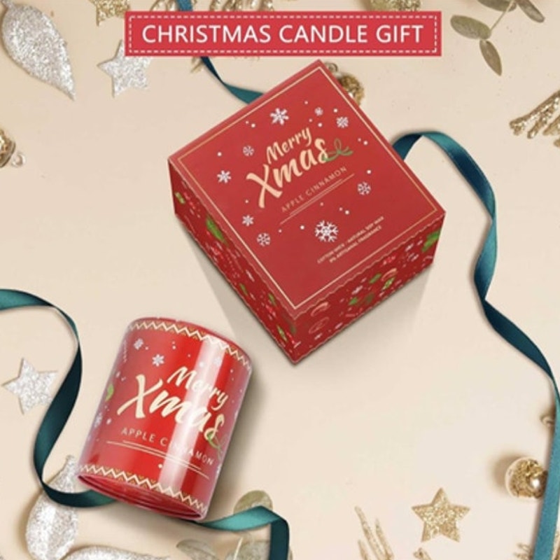 NWT ~ Apple Cinnamon 15.6 oz. Natural Soy Candle Tin & Christmas Gift Box