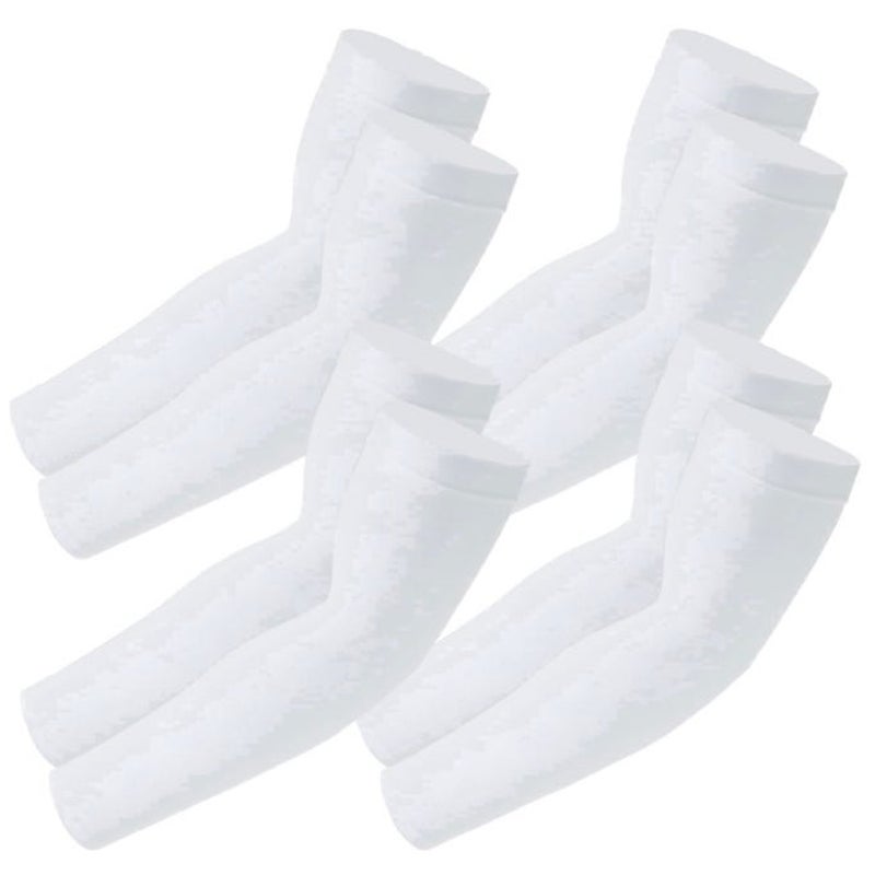 BRAND NEW ~ 4 Pairs White Compression Cooling Arm Sleeves UV Protection