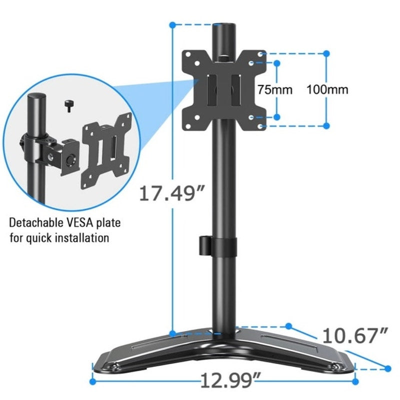BRAND NEW ~ Black Single Monitor Stand Fits 13" to 32" Screen Desk Monitor Mount
