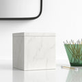 NWT ~ Marmol White & Gray Genuine Marble Bathroom Counter Storage Box with Lid