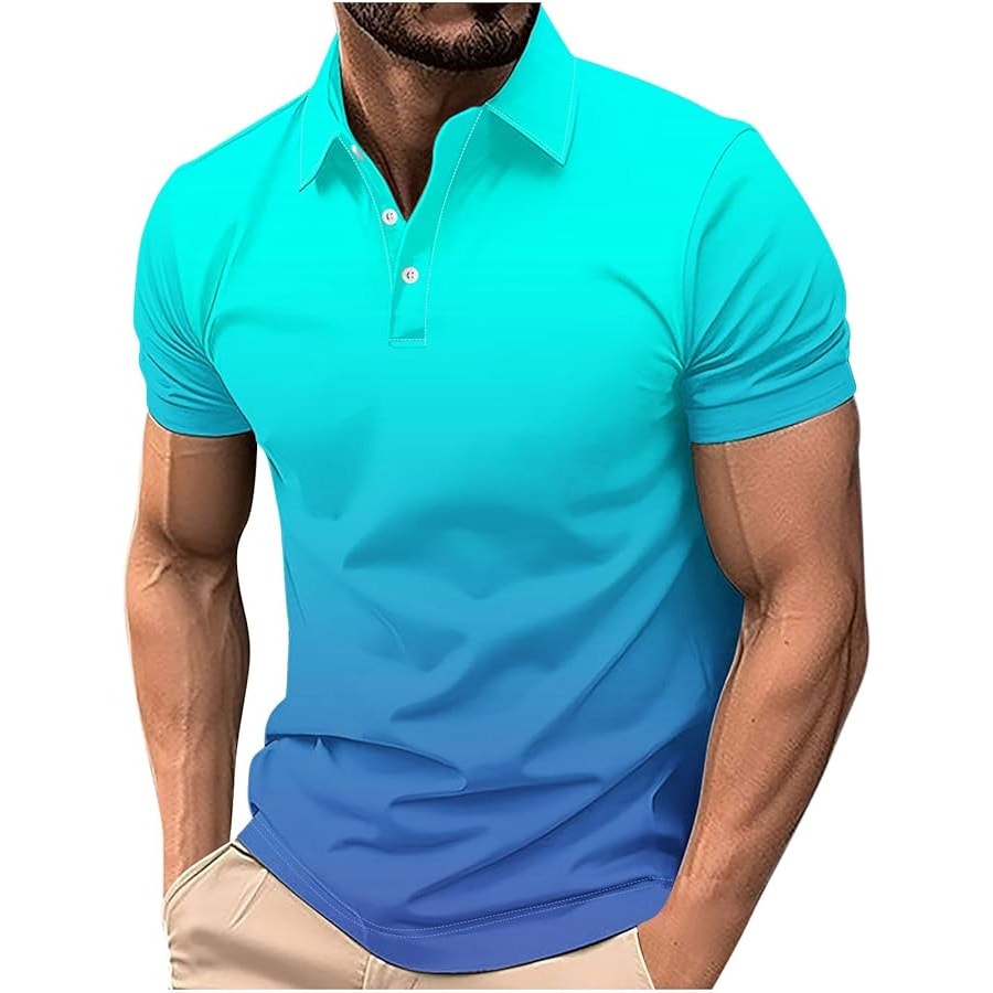 NWT ~ Men's Blue & Teal Short Sleeve Summer Polo Golf Shirt ~Big Tall Size 4X