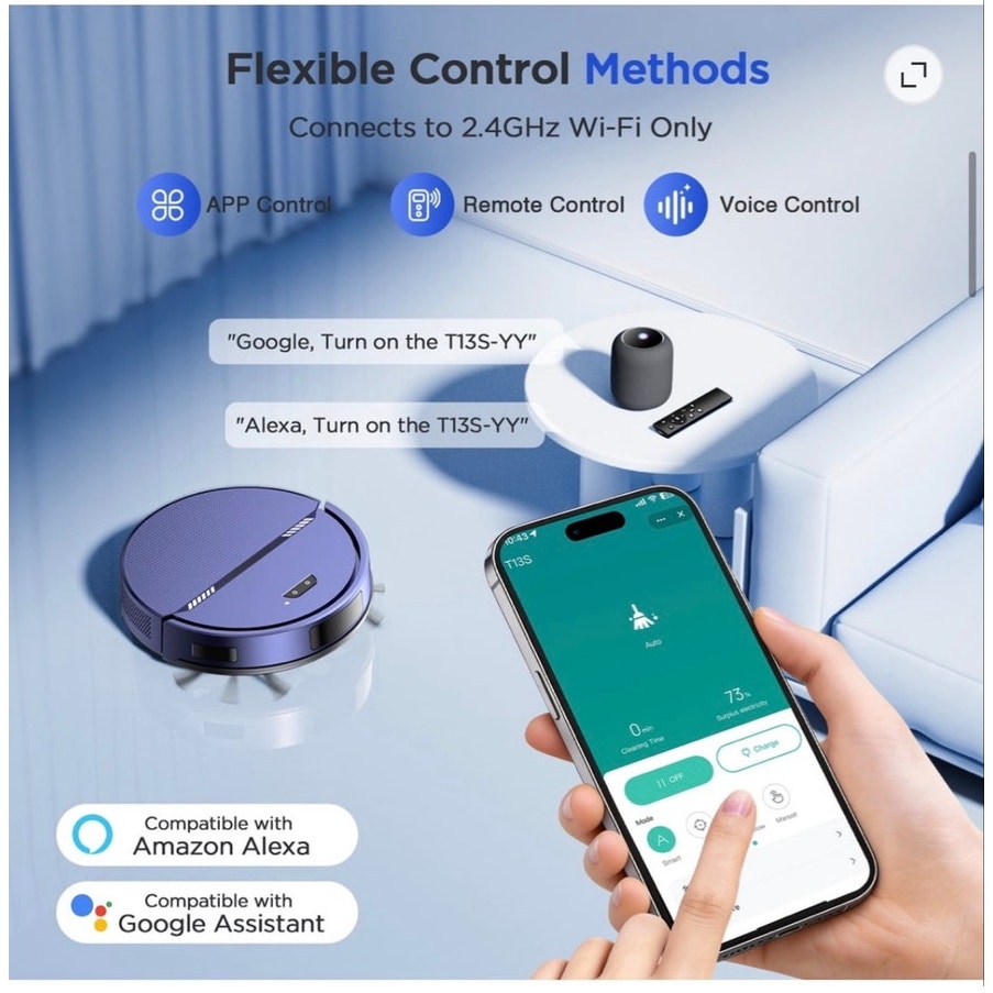 BRAND NEW ~ Blue Rechargeable Low Profile Robot Vacuum Cleaner 2 in 1 Mop Combo