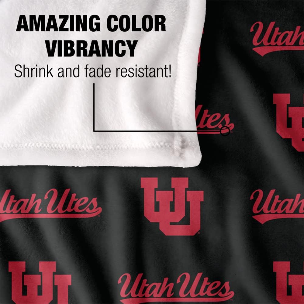 BRAND NEW ~ Official Collegiate UTAH CLogo Pattern Silky Touch Super Soft Blanket